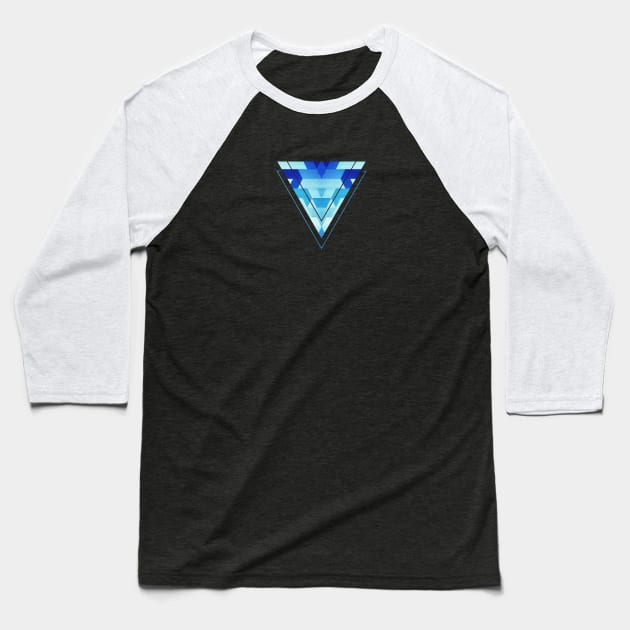 Abstract geometric triangle pattern (futuristic future symmetry) in ice blue Baseball T-Shirt by badbugs